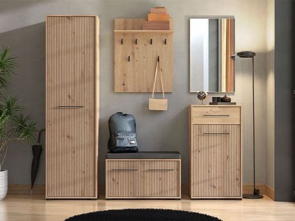 Lazlo Slatted Artisan Oak Effect Low Narrow Sideboard