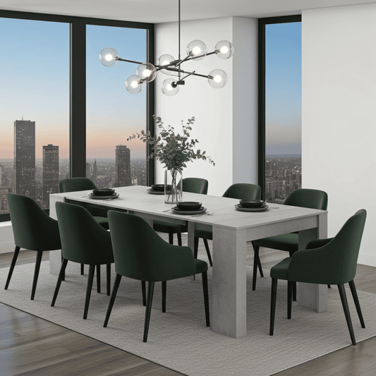 Luiz Concrete Grey Effect Large Extending Dining Table - With 5 Extending Positions