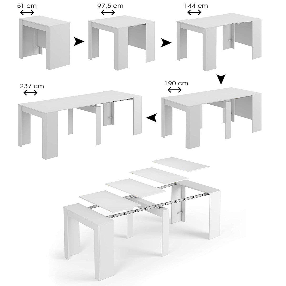 Luiz Concrete Grey Effect Large Extending Dining Table - With 5 Extending Positions