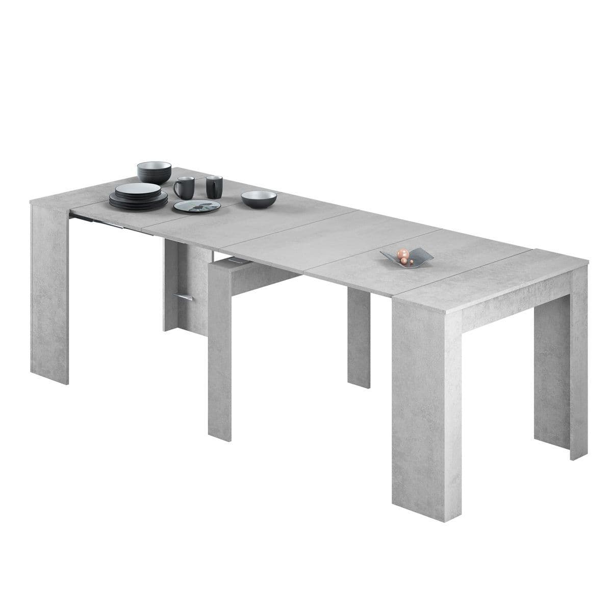 Luiz Concrete Grey Effect Large Extending Dining Table - With 5 Extending Positions