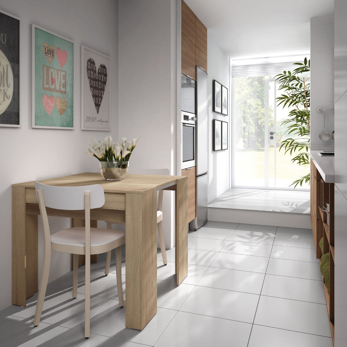 Luiz Extending Dining Table Oak Effect - With 5 Extending Positions