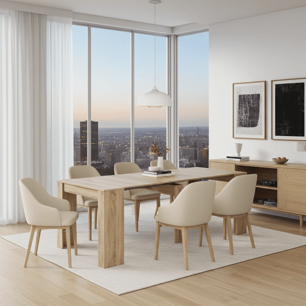 Luiz Extending Dining Table Oak Effect - With 5 Extending Positions