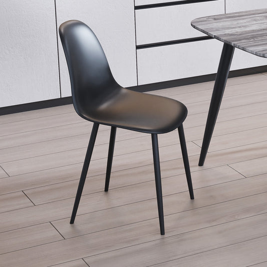 Aspen Pair of Curve Chairs, Black Plastic Chair With Black Metal Legs