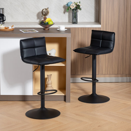 x 2 Bar Stools - Faux Leather (Pair) in Black
