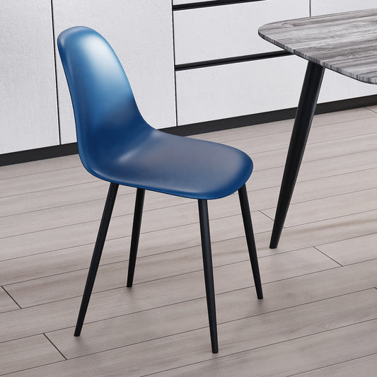 Aspen Pair of Curve Chairs, Blue Plastic Chair With Black Metal Legs