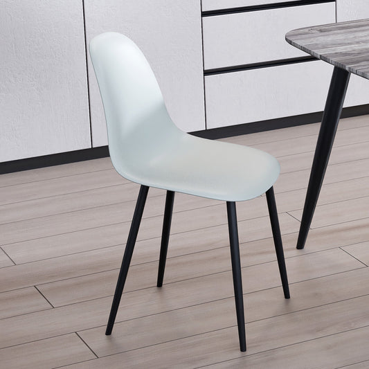 Aspen Pair of Curve Chairs, Light Grey Plastic Chair With Black Metal Legs