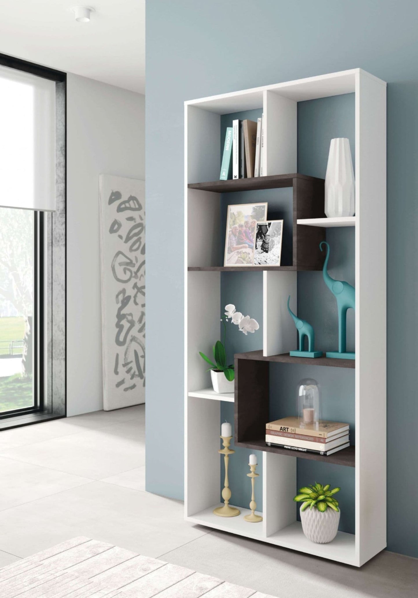 Phoenix White And Dark Brown Bookcase - Display Unit