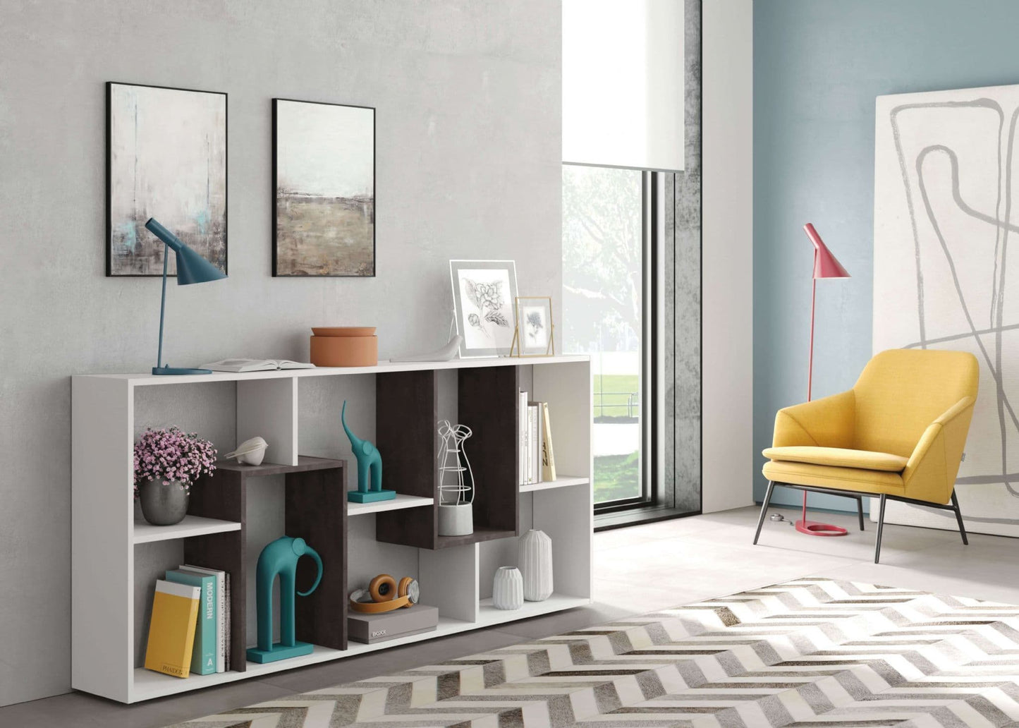 Phoenix White And Dark Brown Bookcase - Display Unit