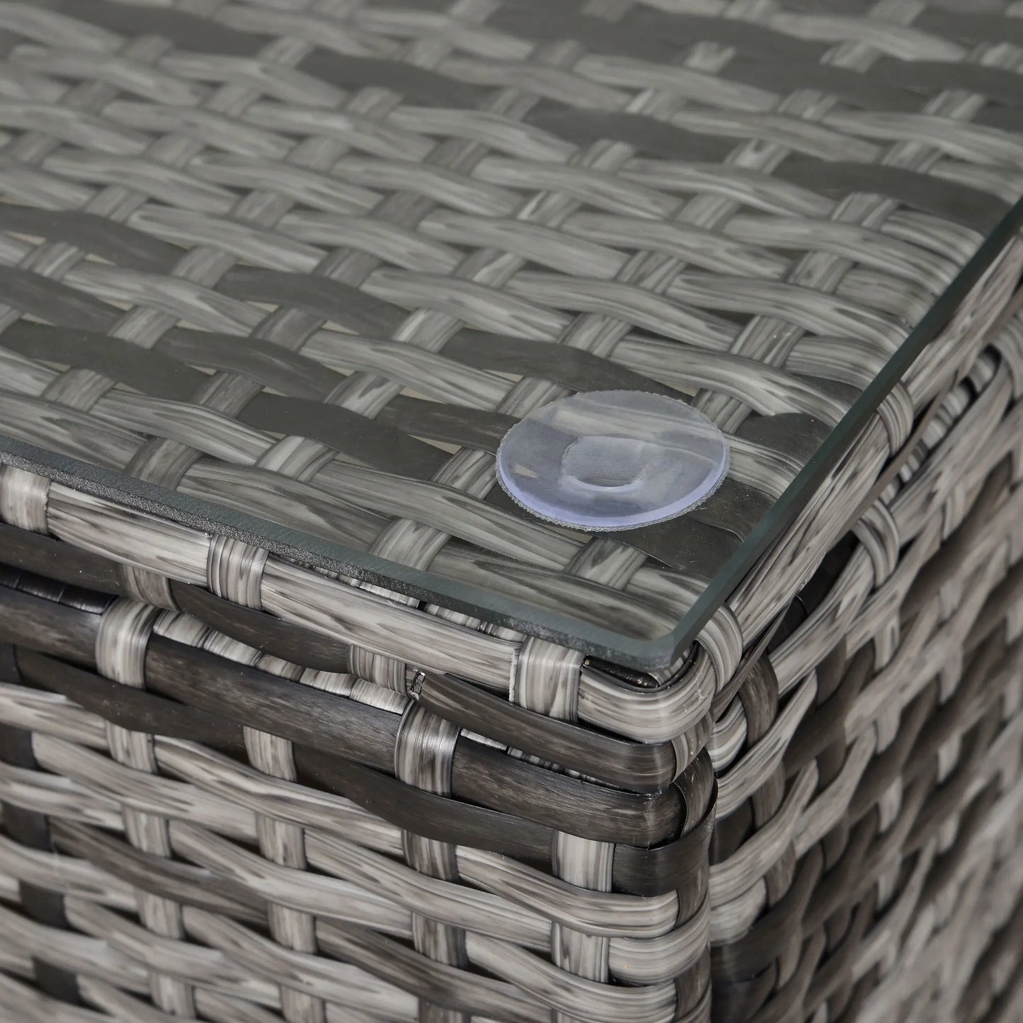 Outsunny Mixed Grey PE Rattan Garden Coffee Table with Glass Top