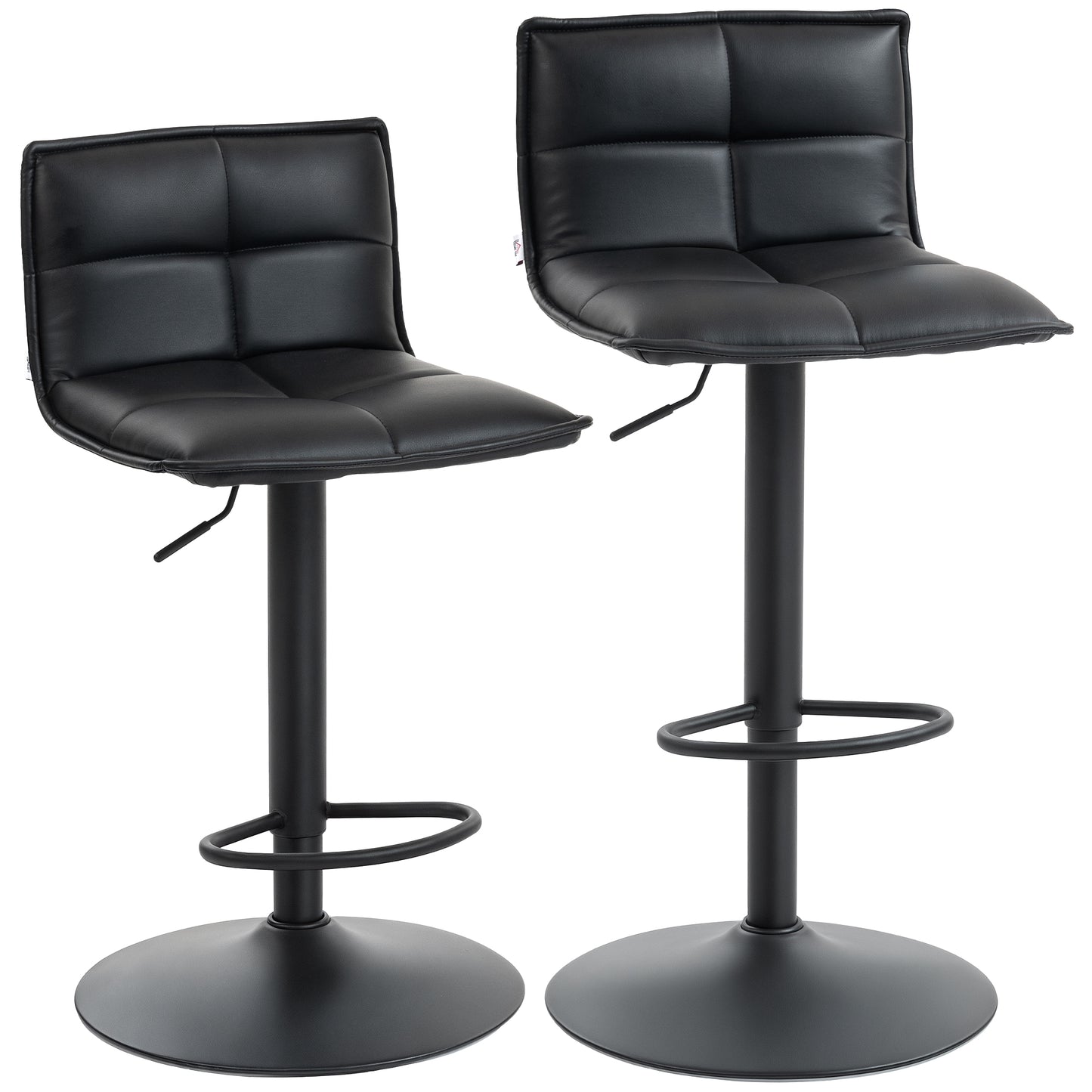 x 2 Bar Stools - Faux Leather (Pair) in Black