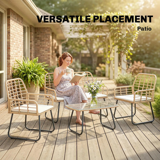 4 Piece Rattan Garden Furniture Set
