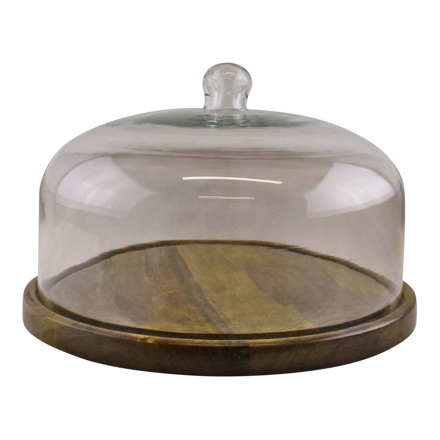 Mango Wood Cake Stand With Glass Dome