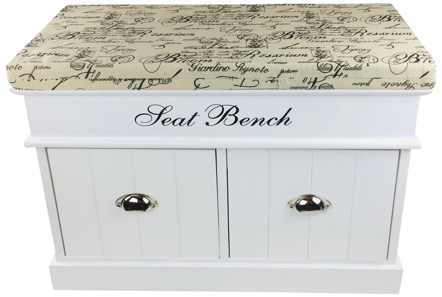 White Seat Bench With 2 Drawers & Lid