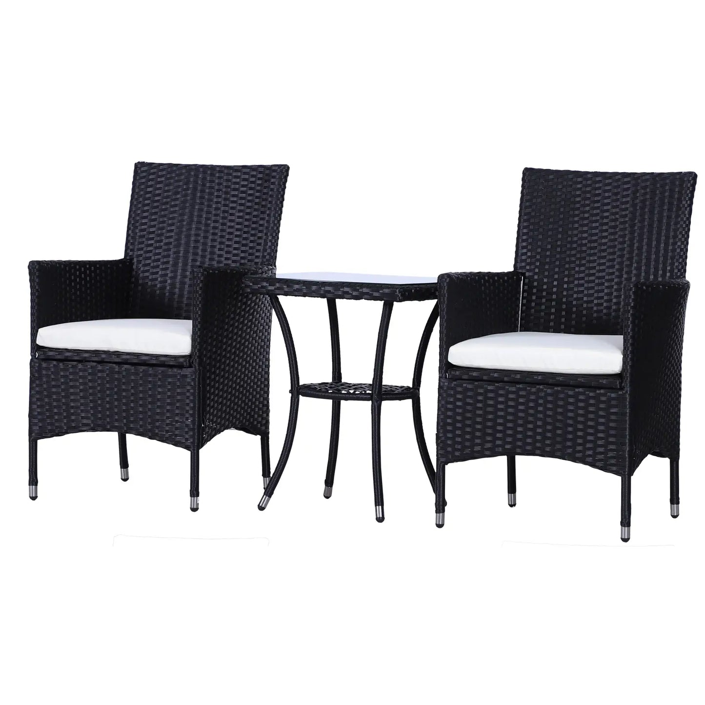 3 Pieces Rattan Bistro Set, Wicker Garden Furniture Set