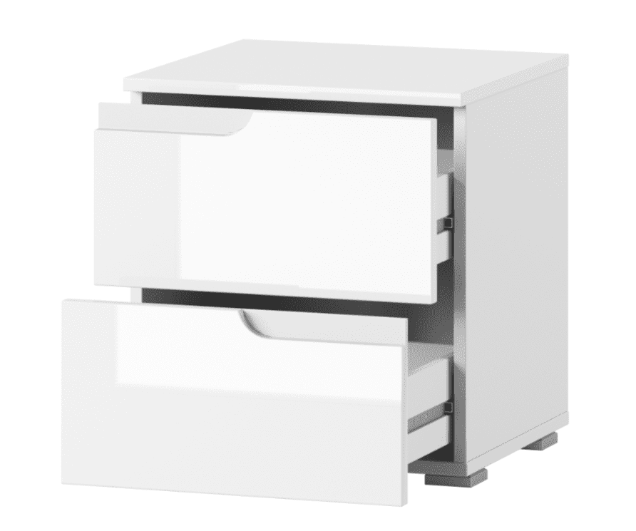 Santino White Gloss 2 Drawer Bedside Table