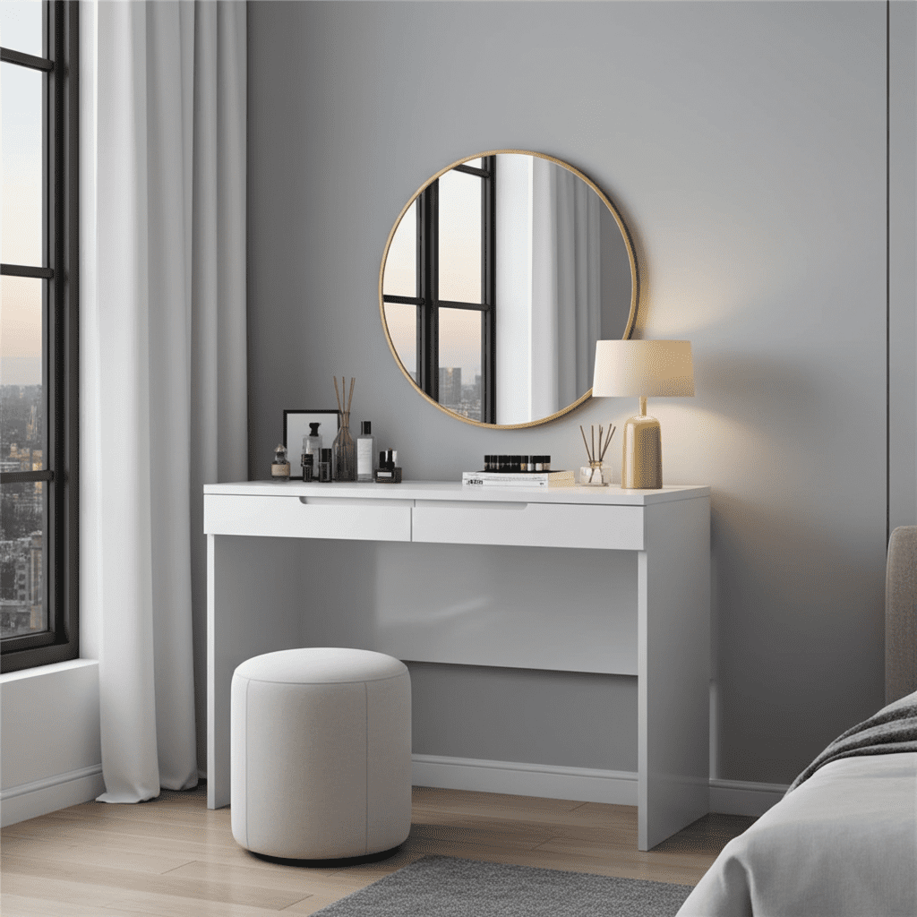 Santino White High Gloss 2 Drawer Dressing Table