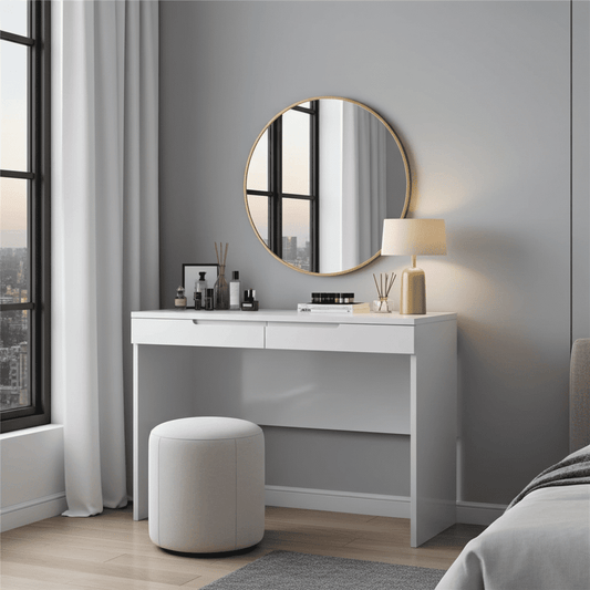 Santino White High Gloss 2 Drawer Dressing Table