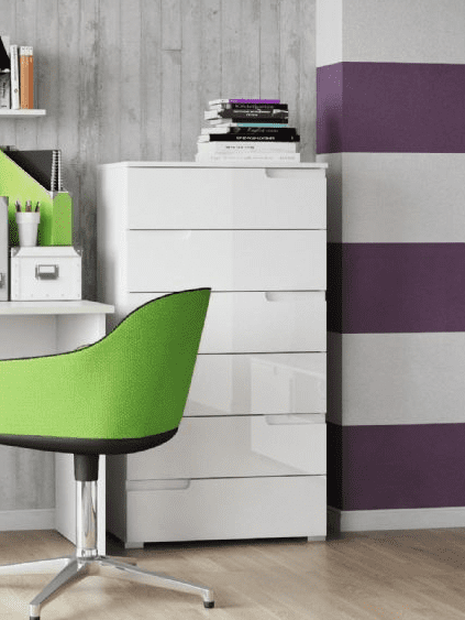 Santino Stylish White High Gloss Chest Of Drawers