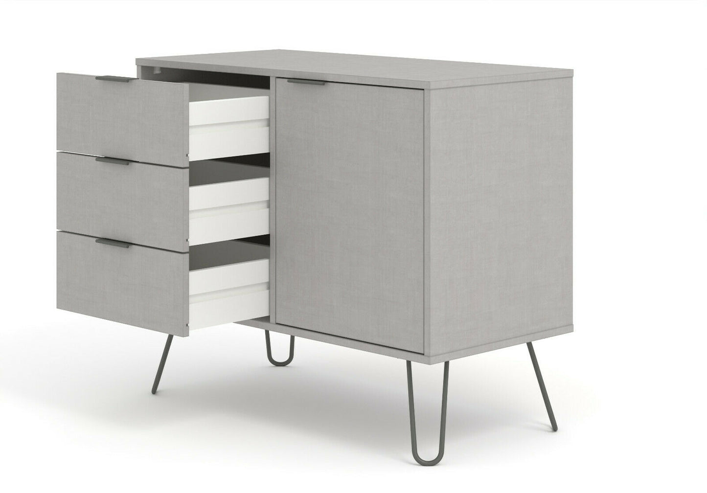 Augusta Grey 1 Door 3 Drawers Small Sideboard