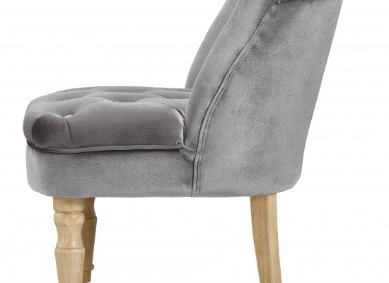 Charlotte Silver Plush Velvet Accent Chair in Traditional French Feel