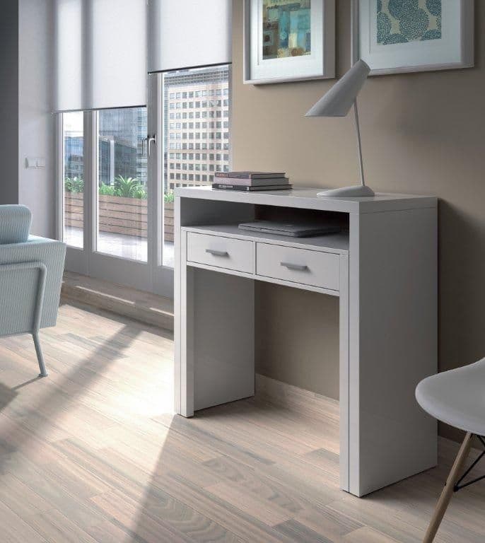Extending Dressing Table - Artic White Turin Extending Dressing Table