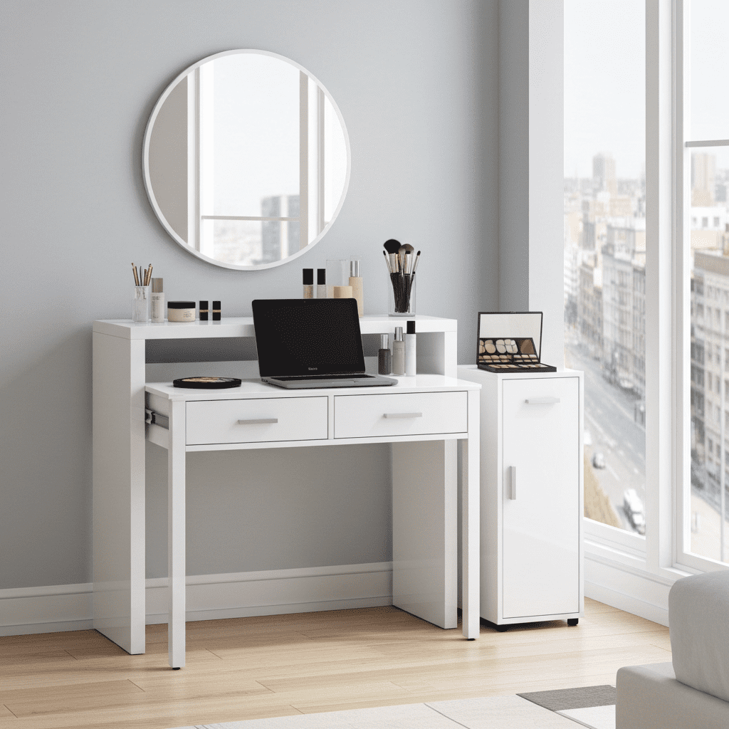 Extending Dressing Table - Artic White Turin Extending Dressing Table