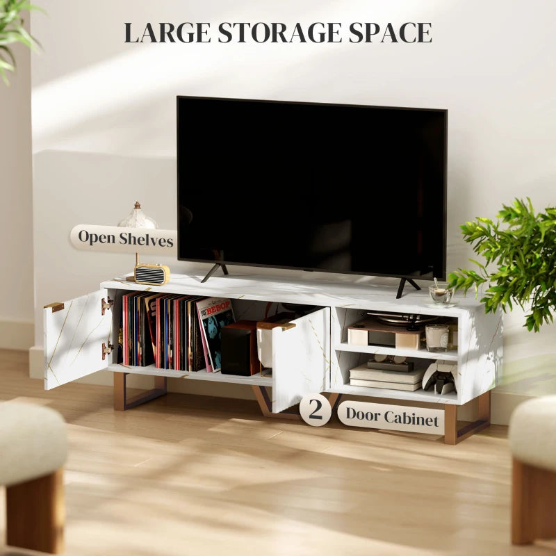 HOMCOM Marble Effect Modern TV Unit, TV Stand Cabinet for up to 70" TVs