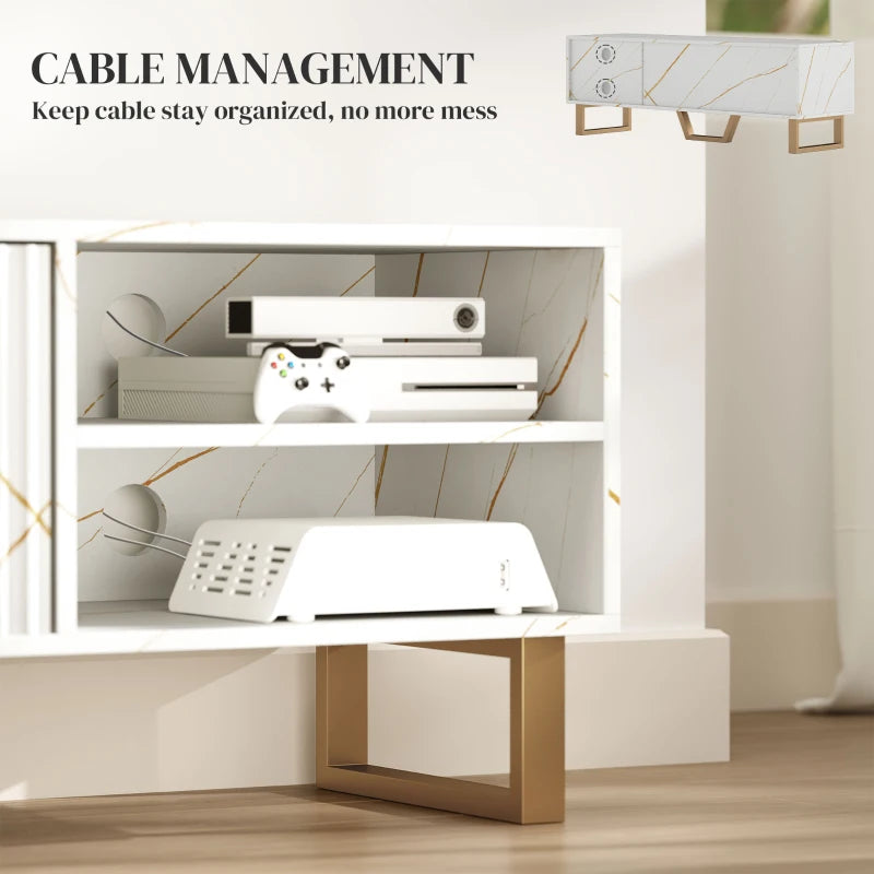 HOMCOM Marble Effect Modern TV Unit, TV Stand Cabinet for up to 70" TVs