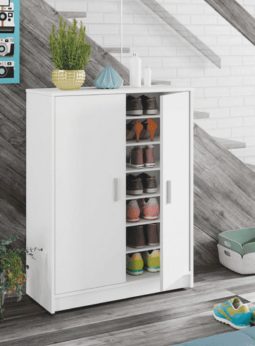 Zuldy Large 30 Pairs White Shoe Cupboard