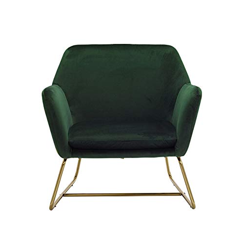 Charles Racing Green Velvet Accent Chair with Gold Metal Legs - a Leisure Armchair