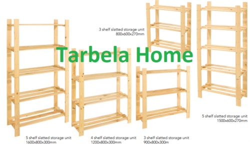 SOLID WOODEN STORAGE SHELF 3 & 5 TIER SHELVING UNIT