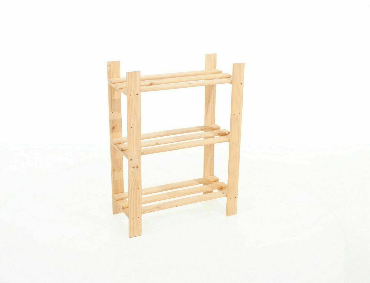 SOLID WOODEN STORAGE SHELF 3 & 5 TIER SHELVING UNIT