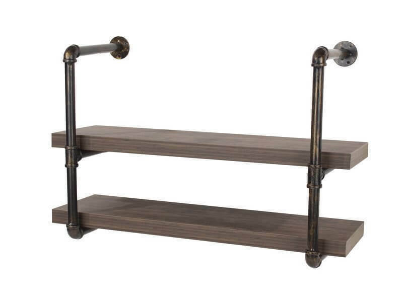 Industrial Heavy Duty Iron Loft Pipe Design Brackets Double Wall Shelves