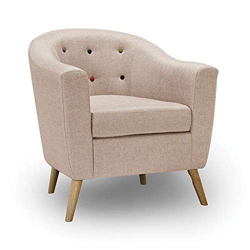 Hudson Chair With Buttons Beige Accent Chair