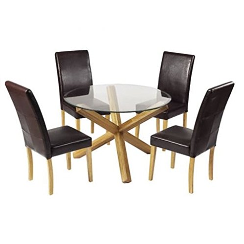 Oporto Glass and Solid Oak Dining Table