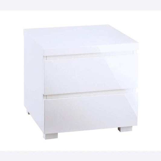 Puro White High Gloss Bedroom Range - Wardrobe Chest Bedside Desk