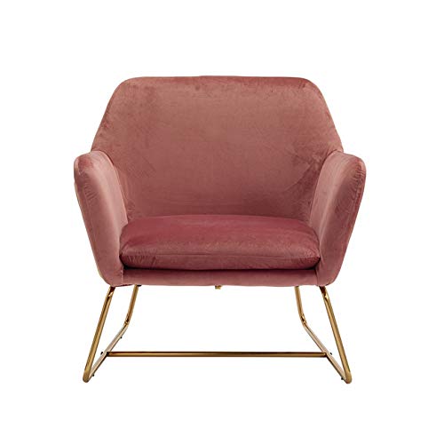 Charles Pink Velvet Accent Chair with Gold Metal Legs - a Leisure Armchair