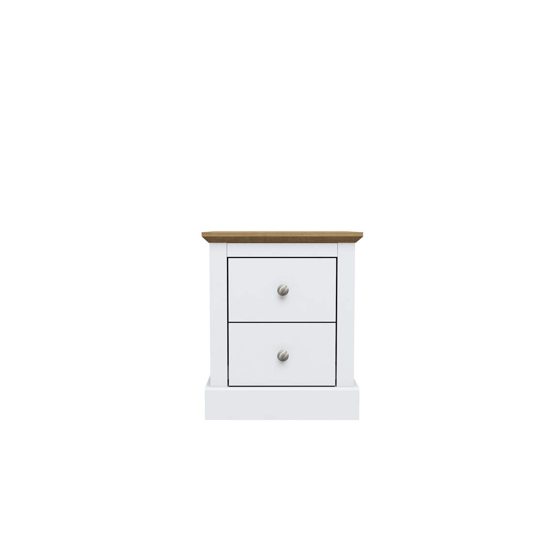 Devon Country Style Wooden Bedroom Furniture Range - White & Oak - Bedside Cabinet