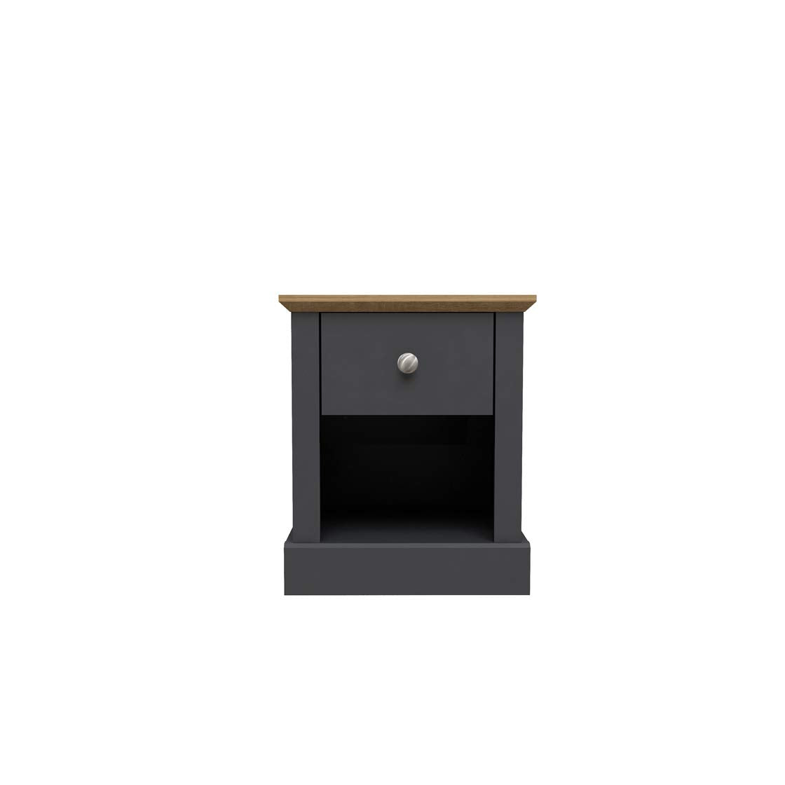 Devon Country Style Wood Living Room Furniture Range - Charcoal & Oak - Lamp Table