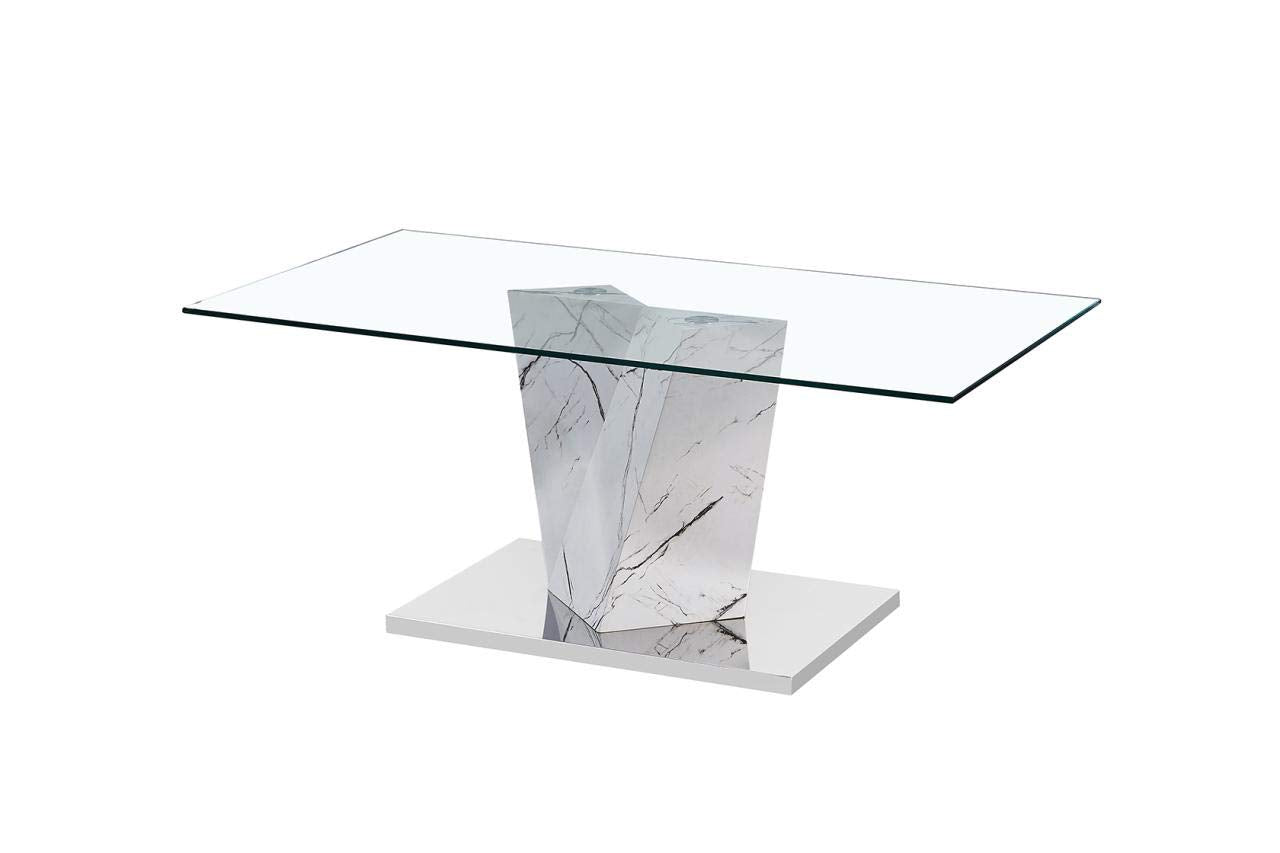 Alpha Glass Top Coffee Tables With Oak or White Marble Effect Stand