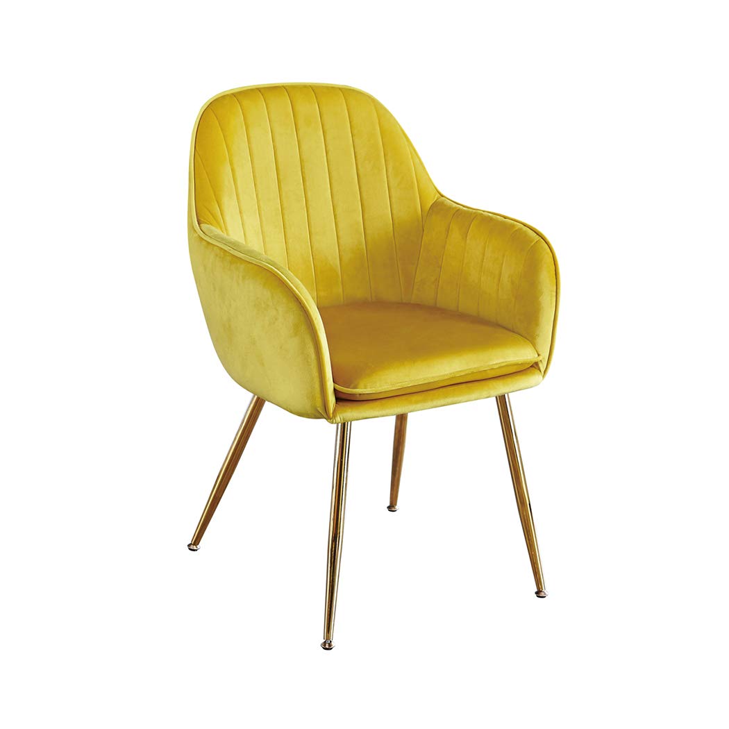 Lara Velvet Dining Chairs (Pair) with Gold Legs - Blue, Green, Pink or Yellow