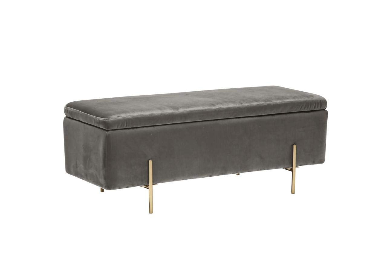 Lola Velvet Storage Ottoman Bench - Grey Mustard Pink Teal