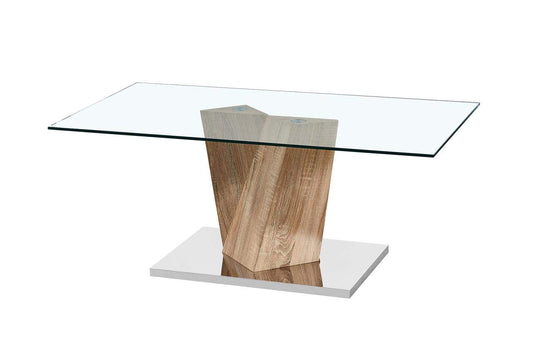 Alpha Glass Top Coffee Tables With Oak or White Marble Effect Stand