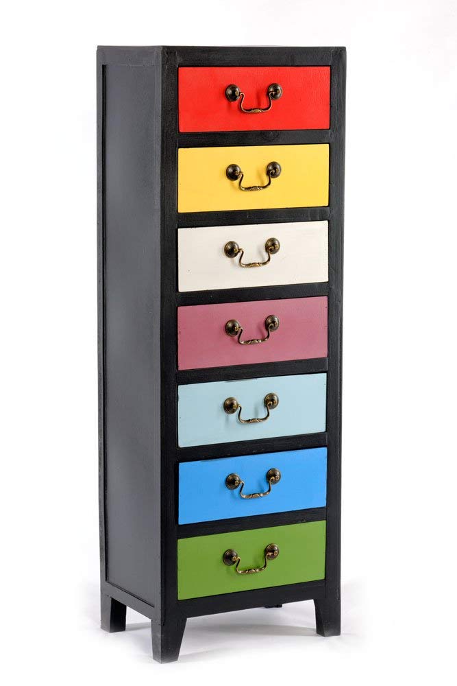 Rainbow Tall Narrow Chest of Drawers - with 7 Drawers