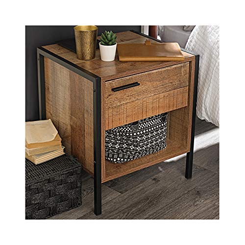 Hoxton Bedside Cabinet Table Distressed Oak Effect