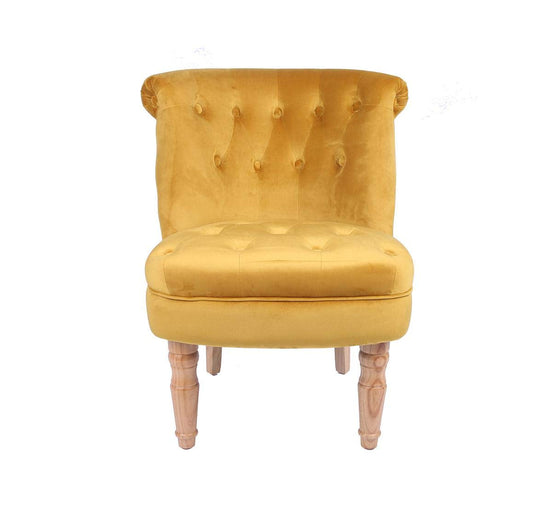 Charlotte Mustard Plush Velvet Accent Chair in Traditional French Feel