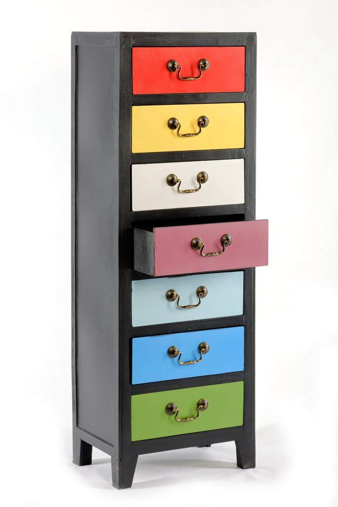 Rainbow Tall Narrow Chest of Drawers - with 7 Drawers