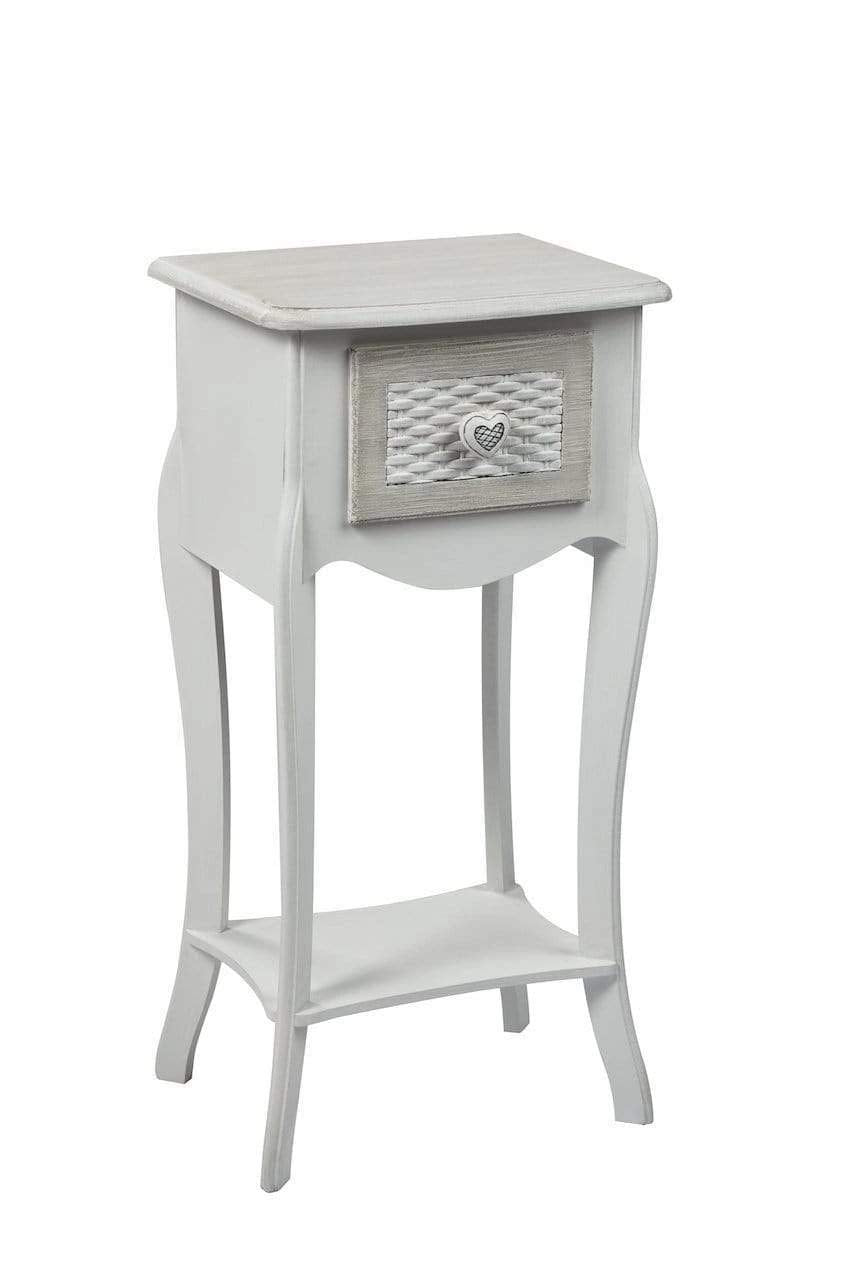 Brittany 1 Drawer Bedside - Antique French Style in White-Grey