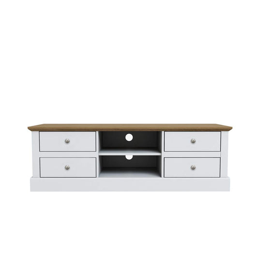 Devon Country Style TV Unit in White & Oak