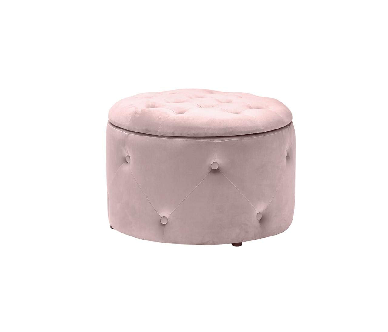 Cleo Velvet Ottoman Storage Stool - Beige, Charcoal, Pink, Teal